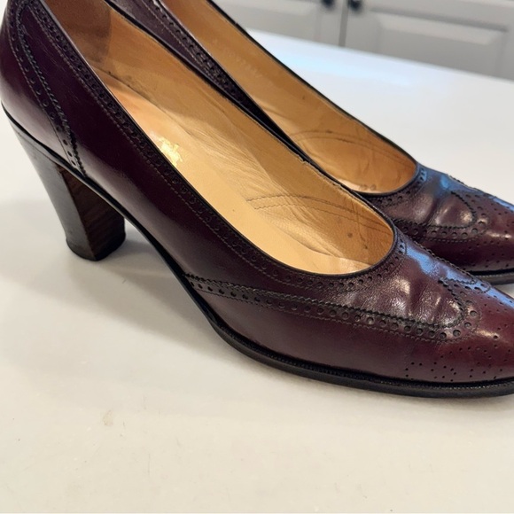 Tanino Crisci  Wingtip Heels Oxblood (Burgundy) Leather Sz 9 Handmade In Italy - Picture 5 of 13